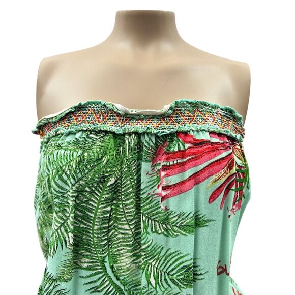 Desigual Strapless‎ Tube Boho Tropical Print Romper Pineapples Palm Trees XS - Picture 13 of 13